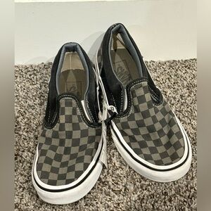 Vans Classic Slip On Kids Black and Gray Checkered Sneakers Big Kid Size 1.5Y